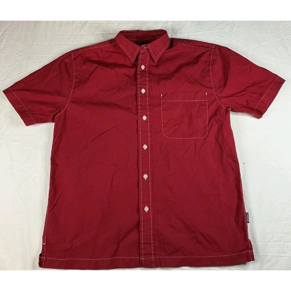 Vintage Structure Men's Red Short Sleeve Button Down Shirt Size Small 100%...